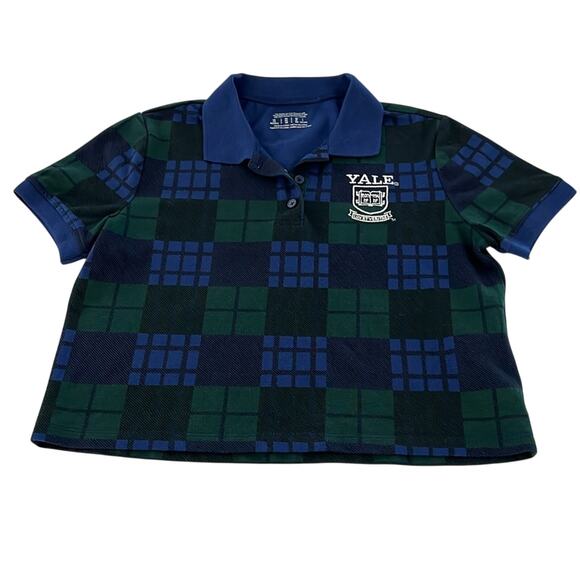 Yale collared plaid cropped shirt polo top preppy style Size Small Forever 21 - Picture 3 of 8